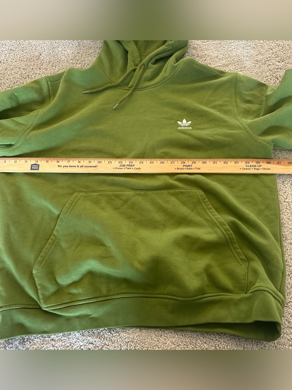 Adidas olive green Originals Essentials Trefoil Hoodie Size XL Sweatshirt - Picture 8 of 8